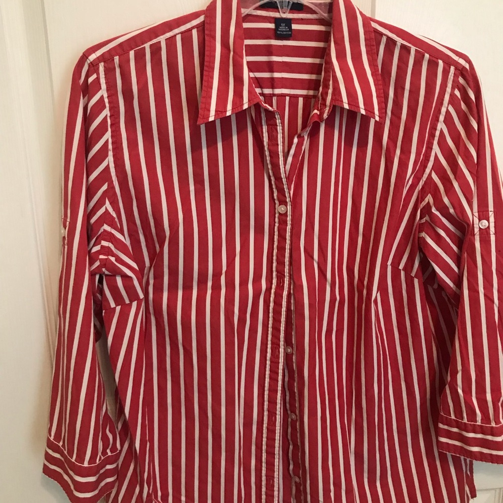 Red striped cotton shirt